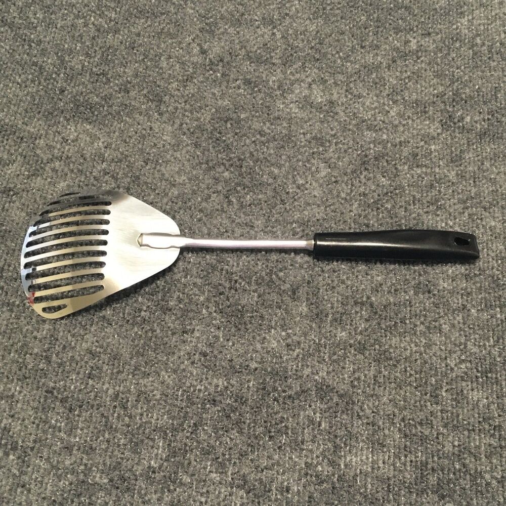 Vintage Ekco Kitchamajig Stainless Steel Retro Slotted Spatula with Black Handle - Picture 4 of 8